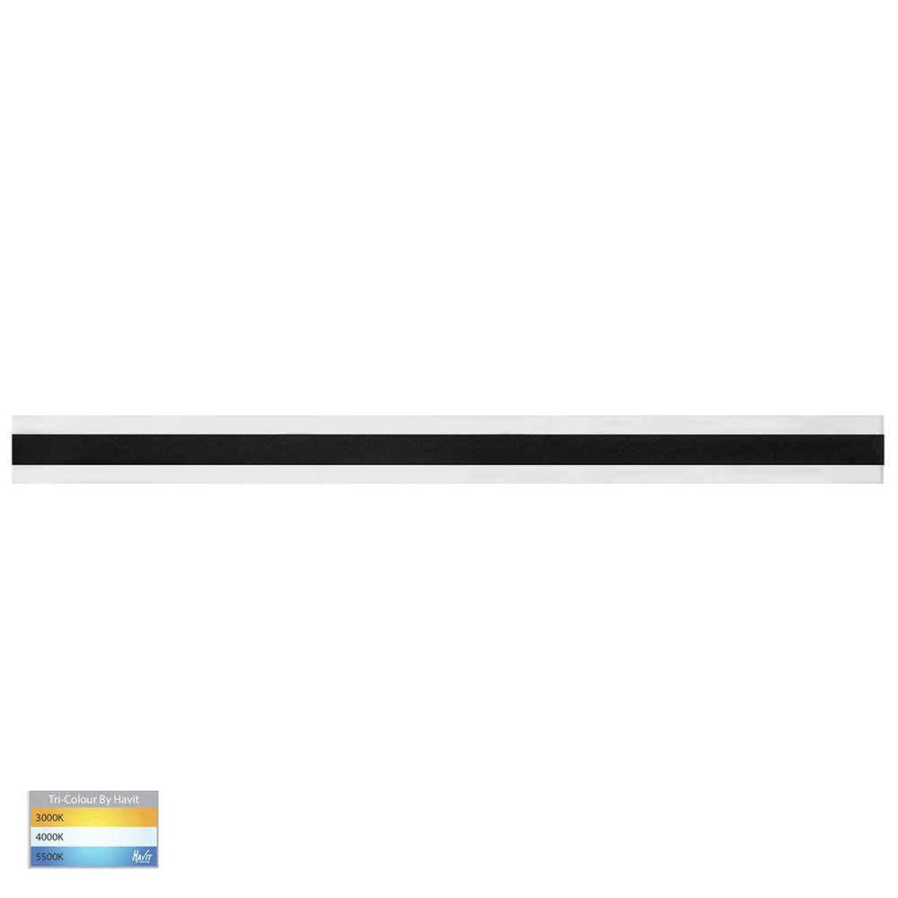 Barline 1500mm 45W LED Vanity Wall Light Black / Tri-Colour - HV3586T-BLK