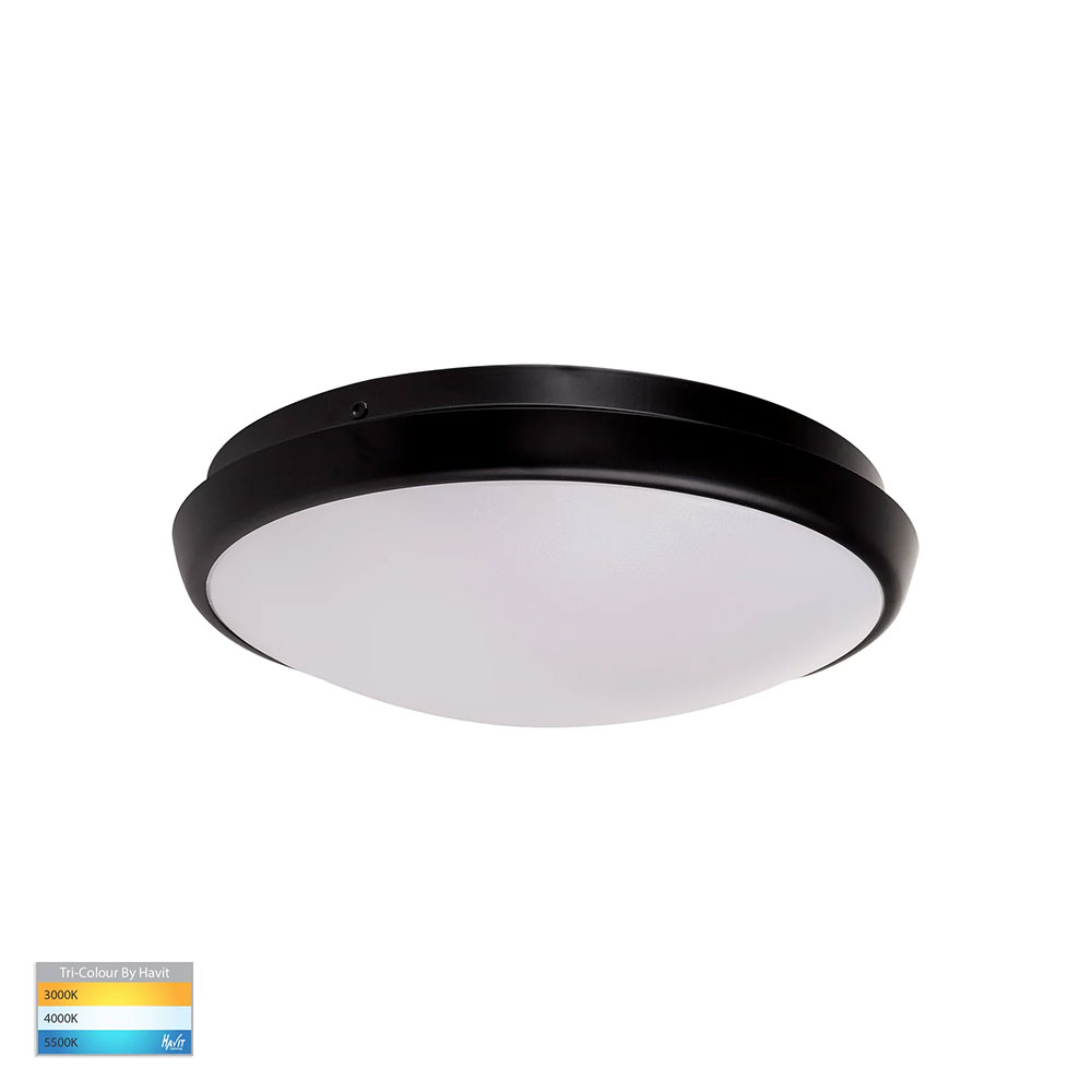 Ostron 12W LED Triac Dimmable IP54 Oyster Black / Tri-Colour - HV5887T-BLK