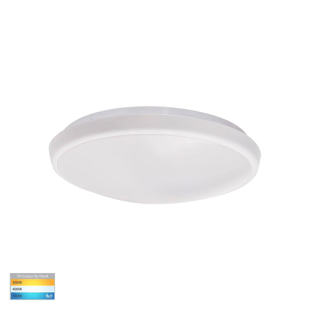 Ostron 12W LED Triac Dimmable IP54 Oyster White / Tri-Colour - HV5887T-WHT