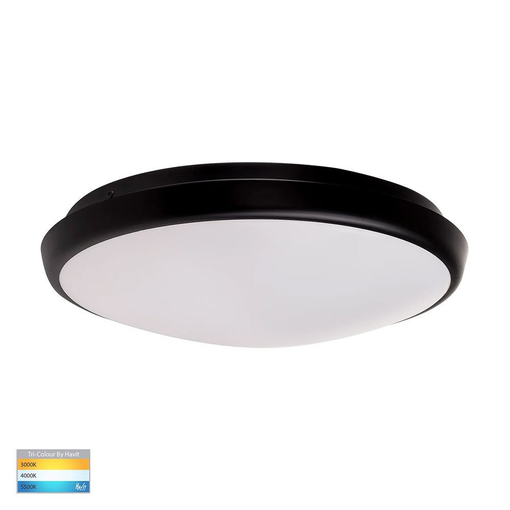 Ostron 18W LED Triac Dimmable IP54 Oyster Black / Tri-Colour - HV5888T-BLK