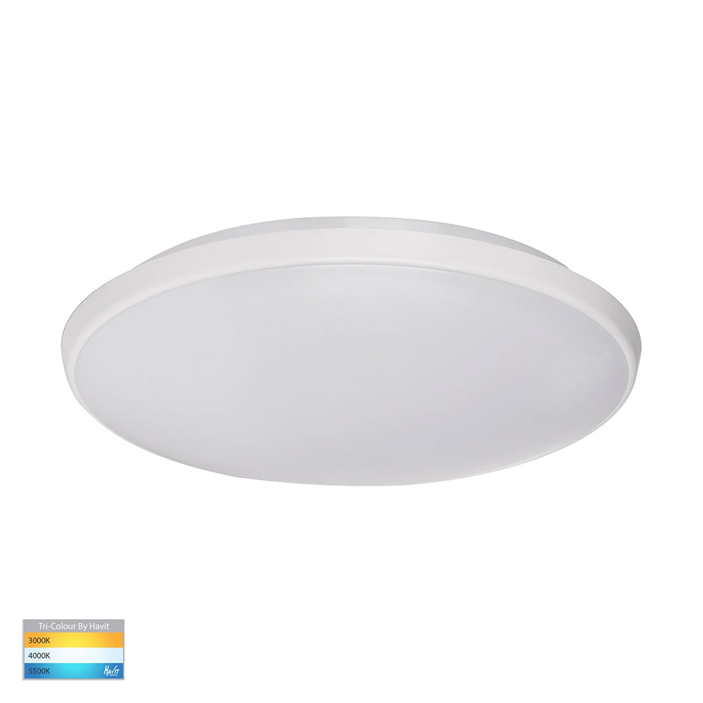 Ostron 18W LED Triac Dimmable IP54 Oyster White / Tri-Colour - HV5888T-WHT