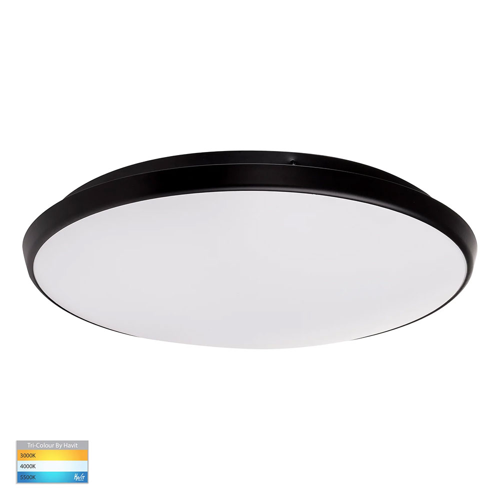 Ostron 28W LED Triac Dimmable IP54 Oyster Black / Tri-Colour - HV5889T-BLK