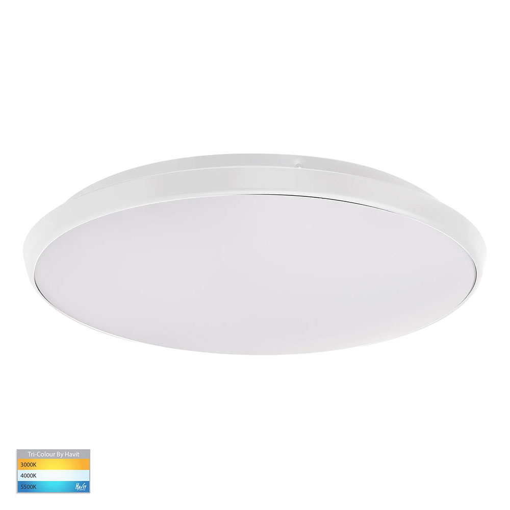 Ostron 28W LED Triac Dimmable IP54 Oyster White / Tri-Colour - HV5889T-WHT