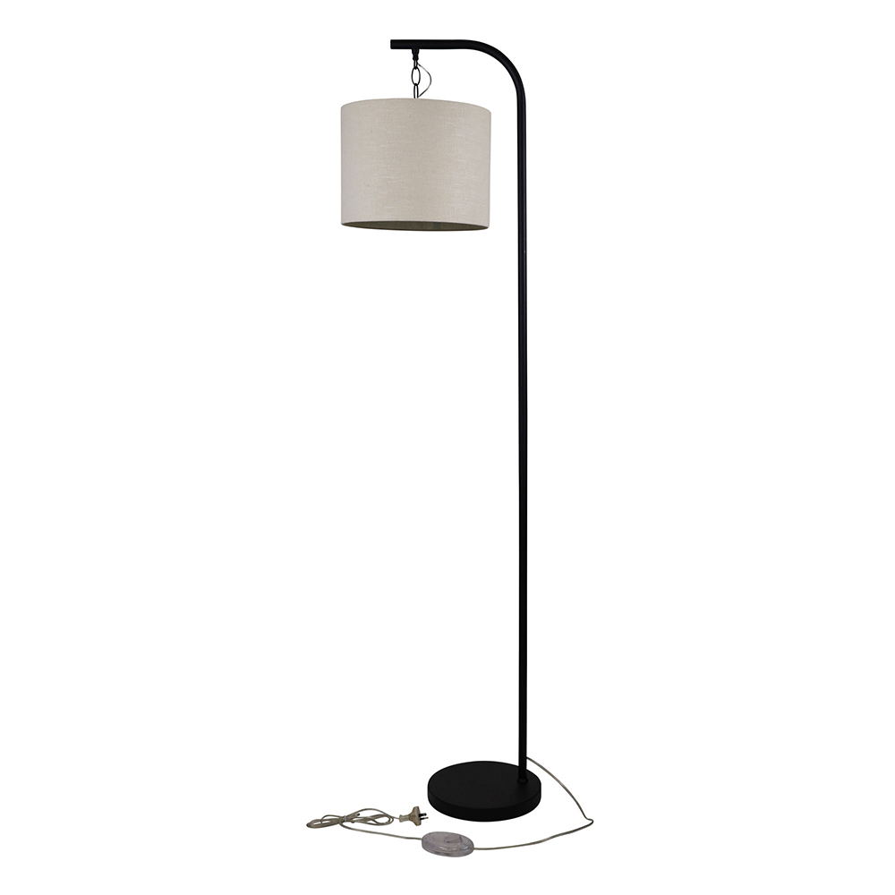 Jess Floor Lamp Black With Putty Burlap 30 Shade - OL93773BK + OL91906