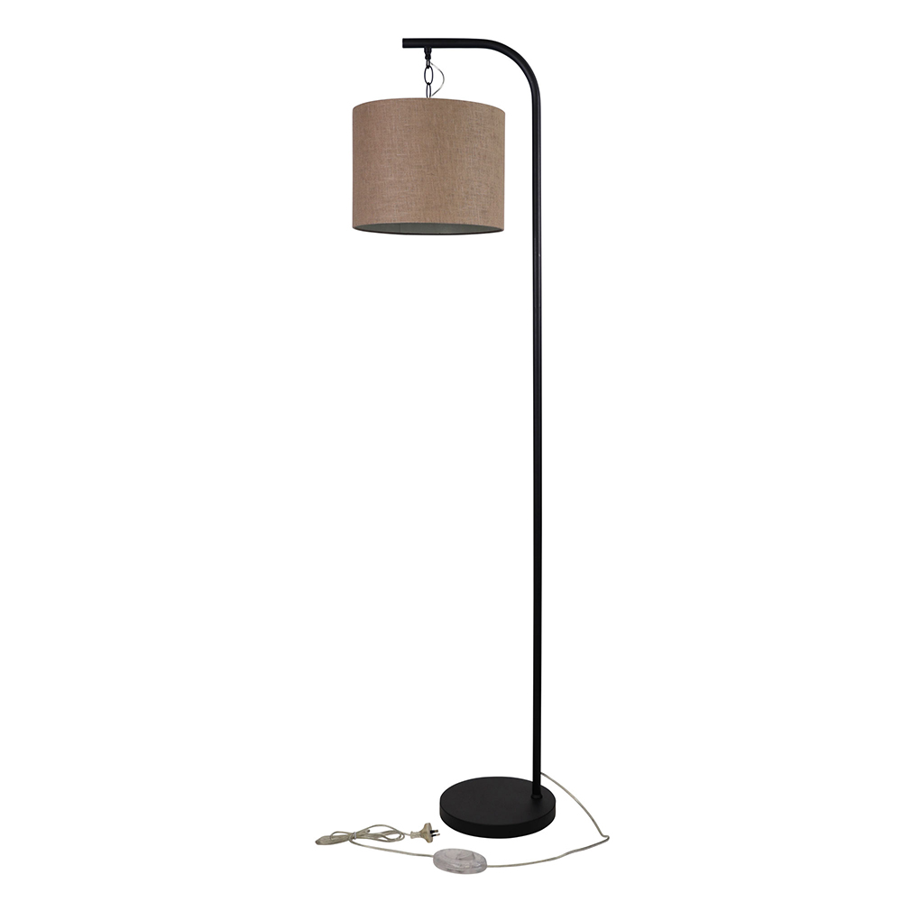 Jess Floor Lamp Black With Burlap 30 Linen Shade - OL93773BK + OL91907