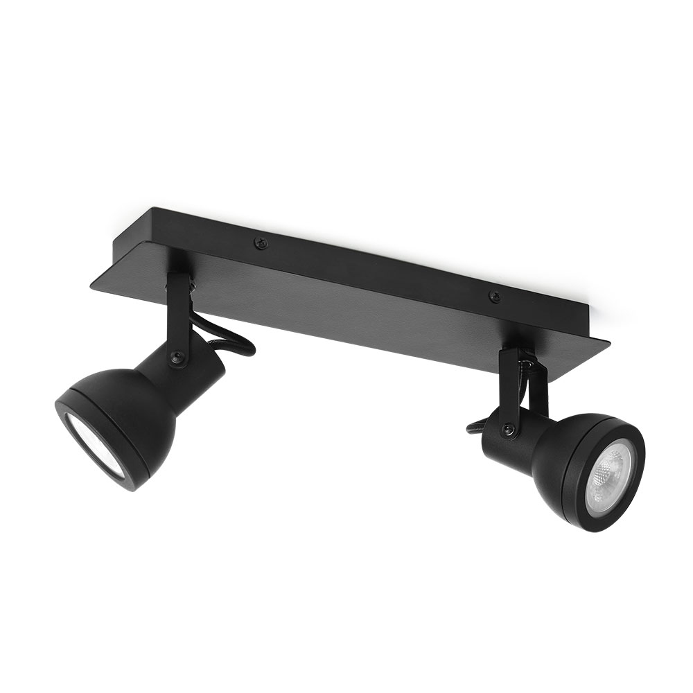 Reagan GU10 Double Bar Spotlight Black - SR-B2-BL