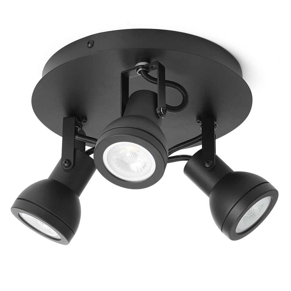 Reagan GU10 Triple Pan Spotlight Black - SR-P3-BL