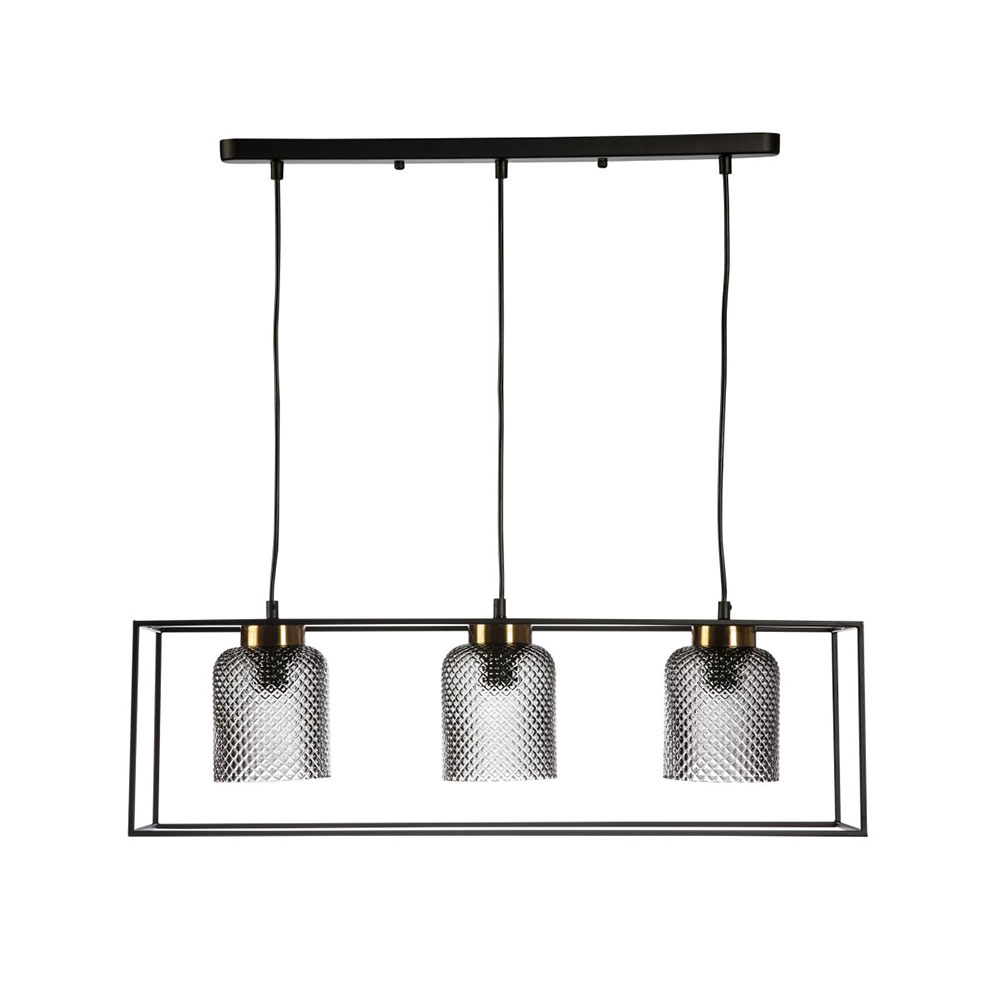 Bolinger 3 Light Pendant Black / Smoke - BOLINGER-3L BLK