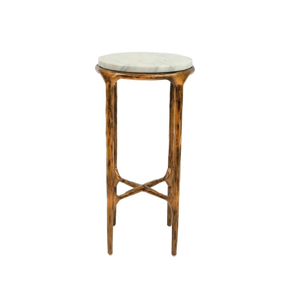 Aries Round Marble Side Table Gold - FUR2513G