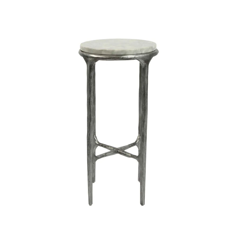 Aries Round Marble Side Table Pewter - FUR2513S