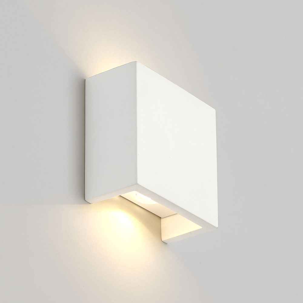 Quade 6W LED Up & Down Square Plaster Wall Light Warm White - WL8339