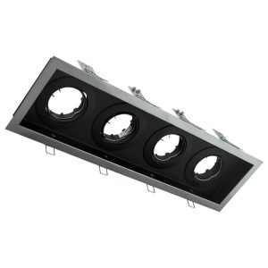 DSL Rectangular Slotter Four Light Downlight Frame Silver - 70007