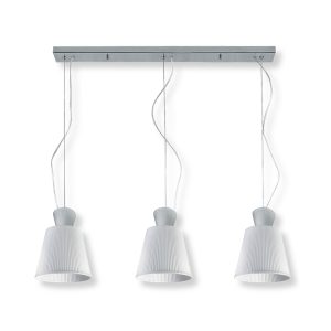 Ribbed Glass 3 Light Pendant Chrome - QH2149-3S