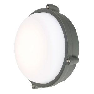 Delalite 12W LED Small Round Outdoor Bunker Light Charcoal / Warm White - 19692/51