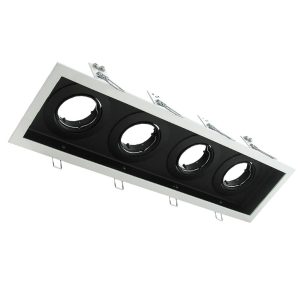 DSL Rectangular Slotter Four Light Downlight Frame White - 70008