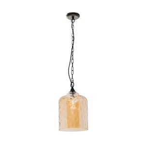 Southport 1 Light Pendant Matt Black / Cognac Dimpled Glass - MG8631