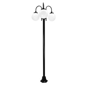 Lisbon Triple Sphere Curved Arms Plain Post Light Black - 15795