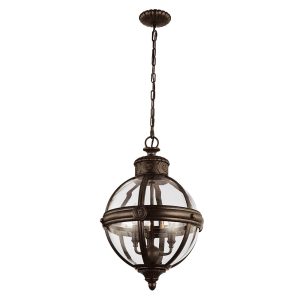 Adams 3 Light Chandelier British Bronze - FE/ADAMS/3P BRZ