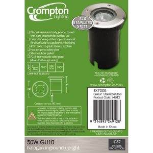 Inground Garden Uplights Stainless Steel - EX7005