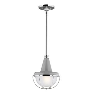 Livingston Mini Pendant High Gloss Gray / Polished Nickel - FE/LIVINGSTN/P/S