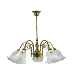 Victoriana 5 Light Brass Pendant With 5008 Frost Etched Glass - 3000324