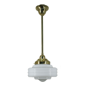 Single Rod Pendant Brass With 8" Detroit Opal Gloss Glass - 3000253