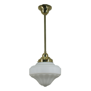 Single Rod Pendant Brass With 9" Derby Opal Matt Glass - 3000264