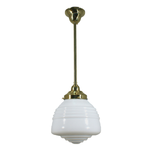 Single Rod Pendant Brass With Domec Opal Gloss Glass - 3000270