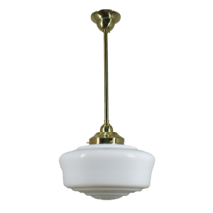 Single Rod Pendant Brass With Moulins Opal Gloss Glass - 3000273