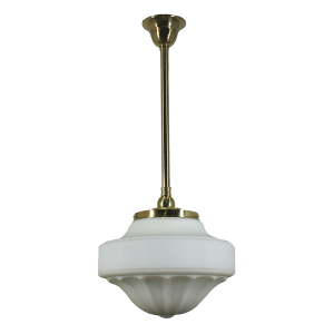 Single Rod Pendant Brass With 13" Derby Opal Matt Glass - 3000283