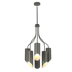 Quinto 6 Light Chandelier Dark Grey / Polished Nickel - QUINTO6 GPN