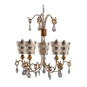 Tivoli 5 Light Chandelier Silver & Cream Patina - FB/TIVOLI5 SV