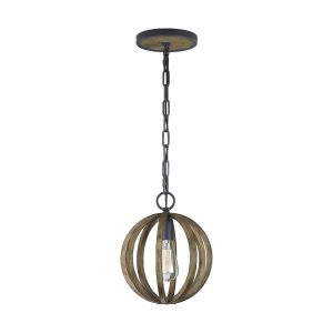 Allier Mini Pendant Weather Oak Wood / Antique Forged Iron - FE/ALLIER/P WW