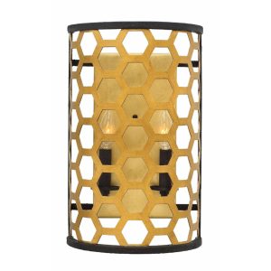 Felix 2 Light Wall Light Sunset Gold / Textured Black - HK/FELIX2