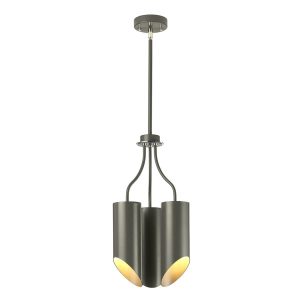 Quinto 3 Light Chandelier Dark Grey / Polished Nickel - QUINTO3 GPN