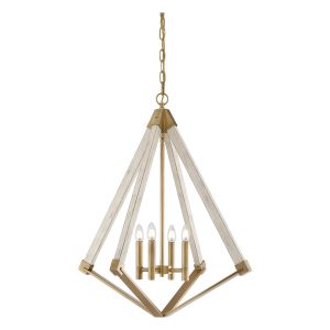 View Point 4 Light Pendant Chandelier Weathred Brass - QZ/VIEWPOINT/L