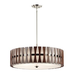 Cirus 5 Light Pendant / Semi Flush Auburn Stained Wood - KL/CIRUS/5P