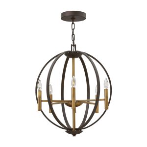 Euclid 6 Light Pendant Chandelier Spanish Bronze - HK/EUCLID/6P