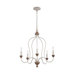 Hartsville 5 Light Chandelier Light Chalk Washed / Beachwood - FE/HARTSVILLE5