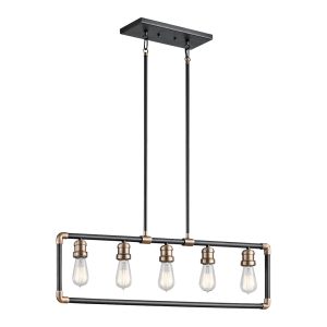 Imahn 5 Light Linear Chandelier Black / Natural Brass - KL/IMAHN/ISLE