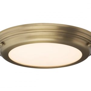 Welland 25W LED Medium Bathroom Flush Aged Brass / Warm White - BATH/WELL/F AB