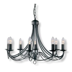 Maypole 8 Light Candelabra Pendant Black - R6348-8P-BL