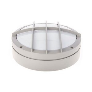 Bulkhead 14W LED Round Caged Bunker Light Cool White - AT5403/WHT/LED