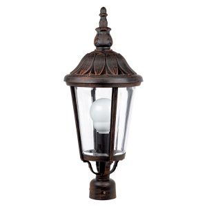 Lucca Round Post Top Lantern Rustic Brown - DUP377-BR