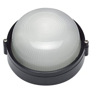 Carlton Black Small Round Plain 8W LED Bunker - EXLED6100PB