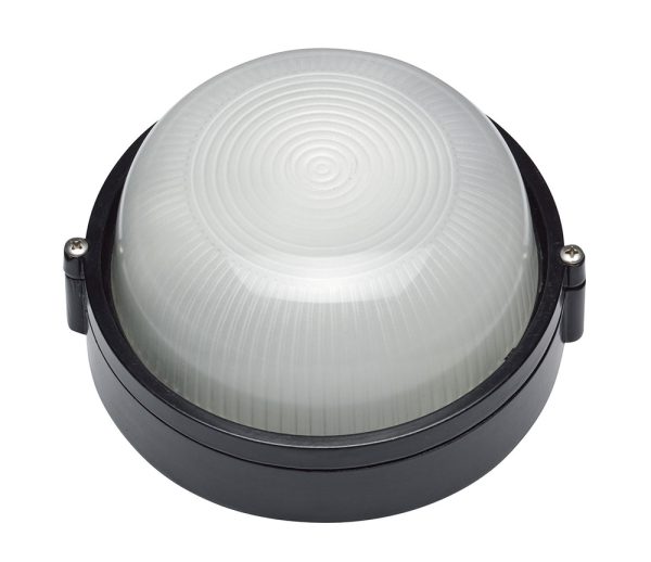 Carlton Black Small Round Plain 8W LED Bunker - EXLED6100PB