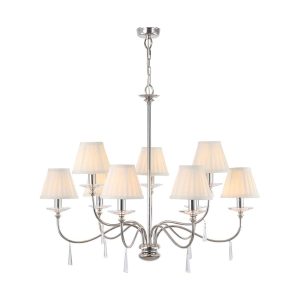 Finsbury Park 9 Light Chandelier With LS162 Shades Polished Nickel - FP9 PN + LS162