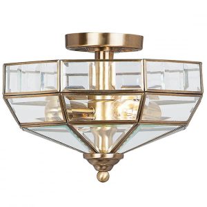 Old Park 2 Light Semi Flush Antique Brass - OLD PARK AB