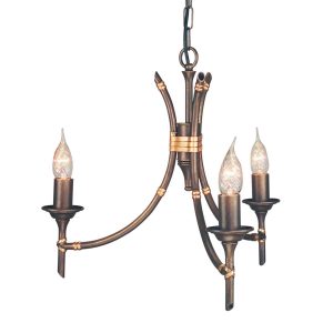 Bamboo 3 Light Chandelier Bronze Patina - BB3 BRZ PATINA