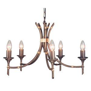 Bamboo 5 Light Chandelier Bronze Patina - BB5 BRZ PATINA